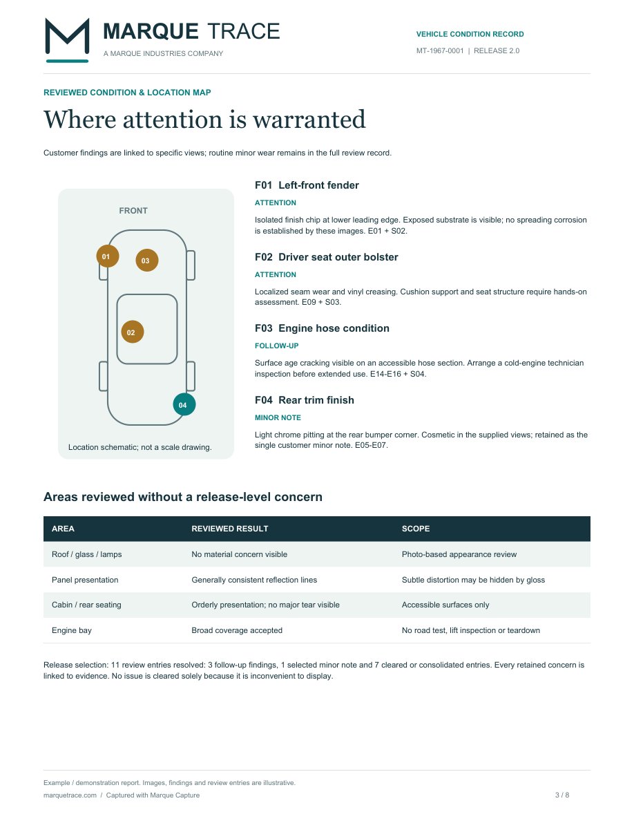 Page 3: Condition location map. Open the PDF for selectable text and full detail.
